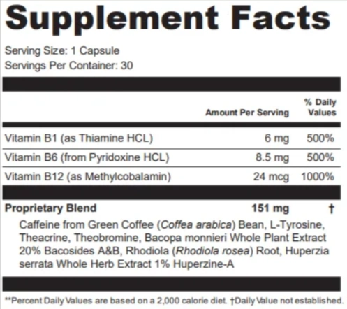 MemoryVitali supplement facts